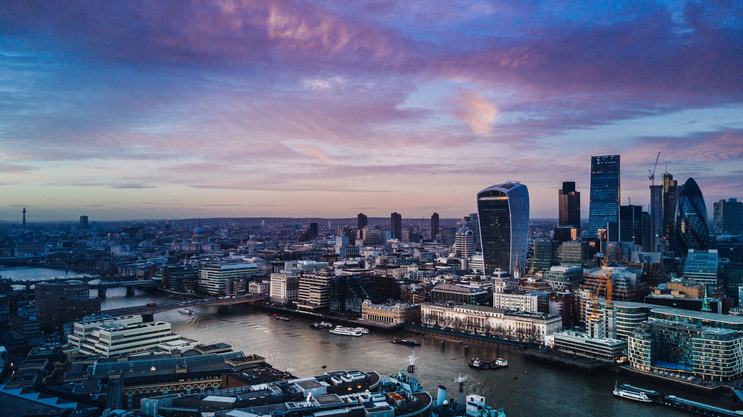 Arial,View,Of,Central,London,At,Sunset