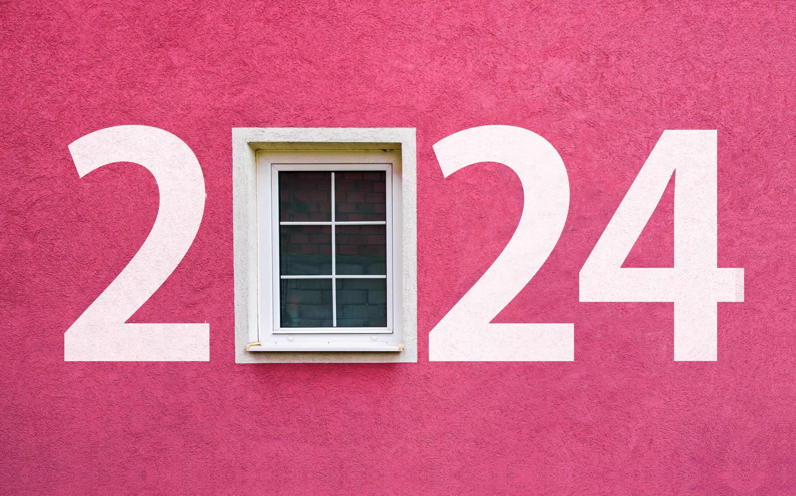 Happy,New,Year,2024.,Year,2024,On,Wall,With,Window